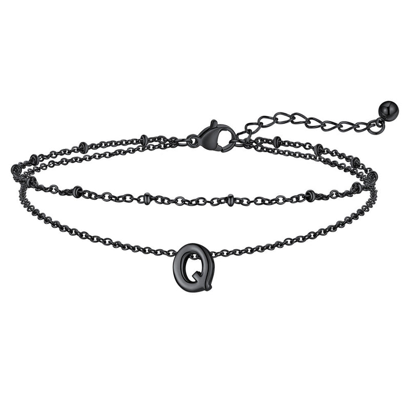 Dainty A-z Initial Layered Ankle Bracelet for Mom