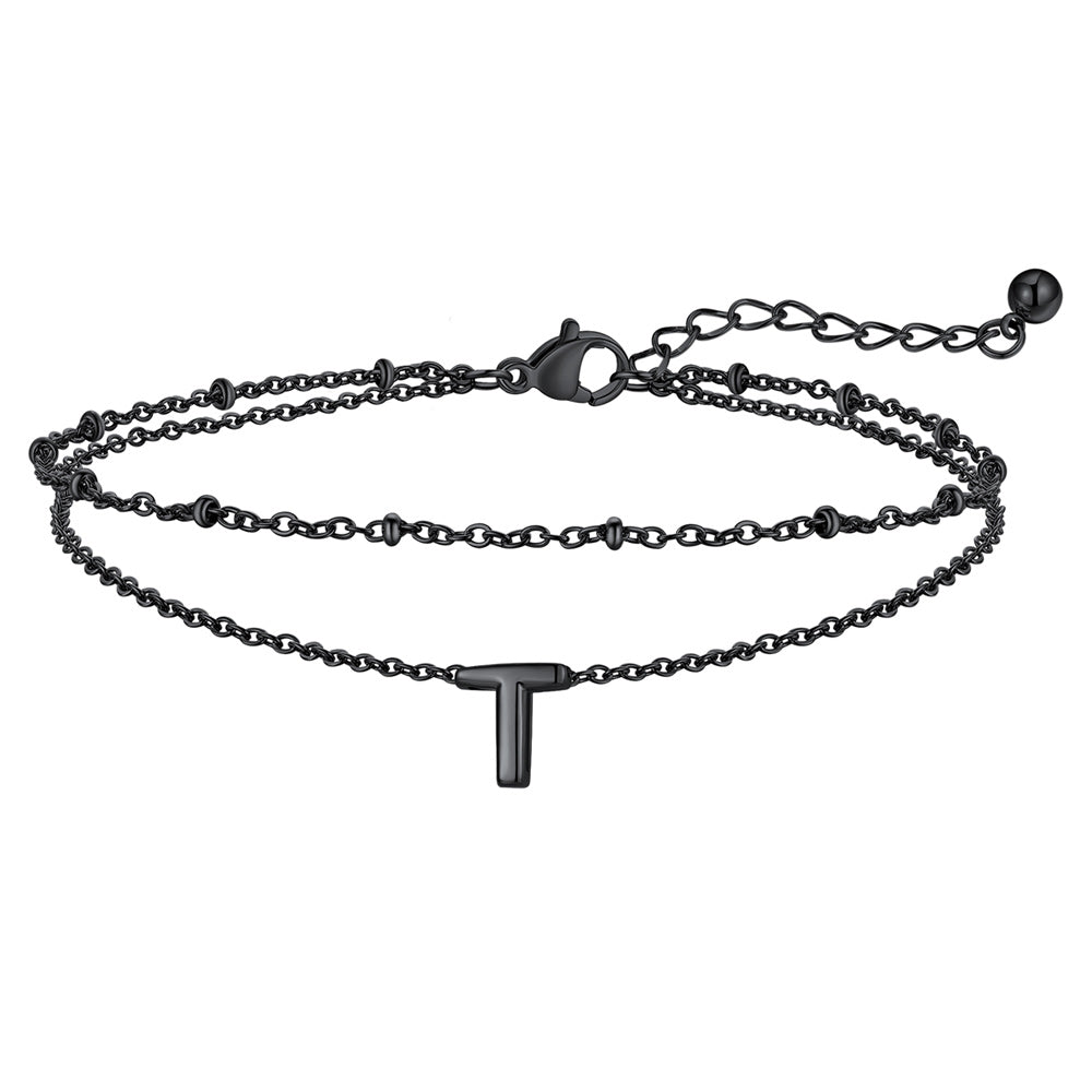 Dainty A-z Initial Layered Ankle Bracelet for Mom
