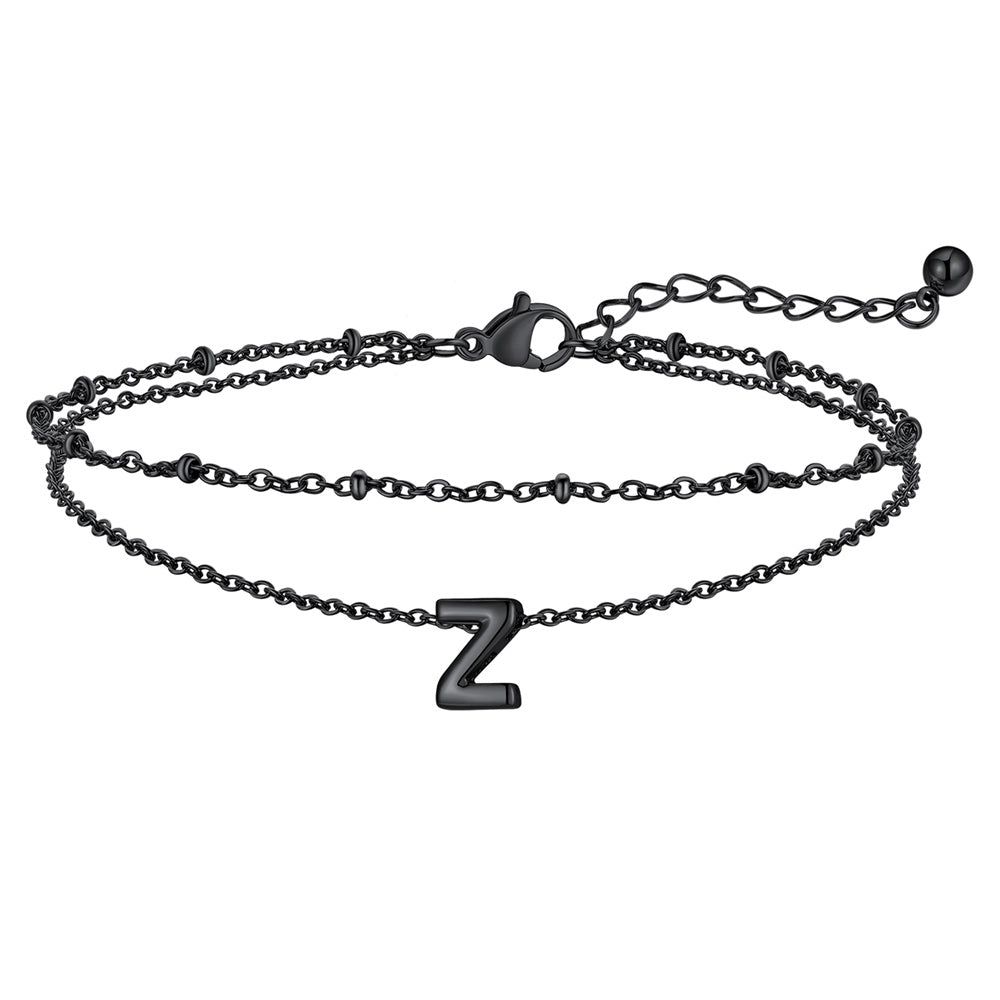Dainty A-z Initial Layered Ankle Bracelet for Mom
