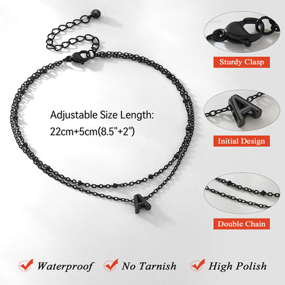 Dainty A-z Initial Layered Ankle Bracelet for Mom