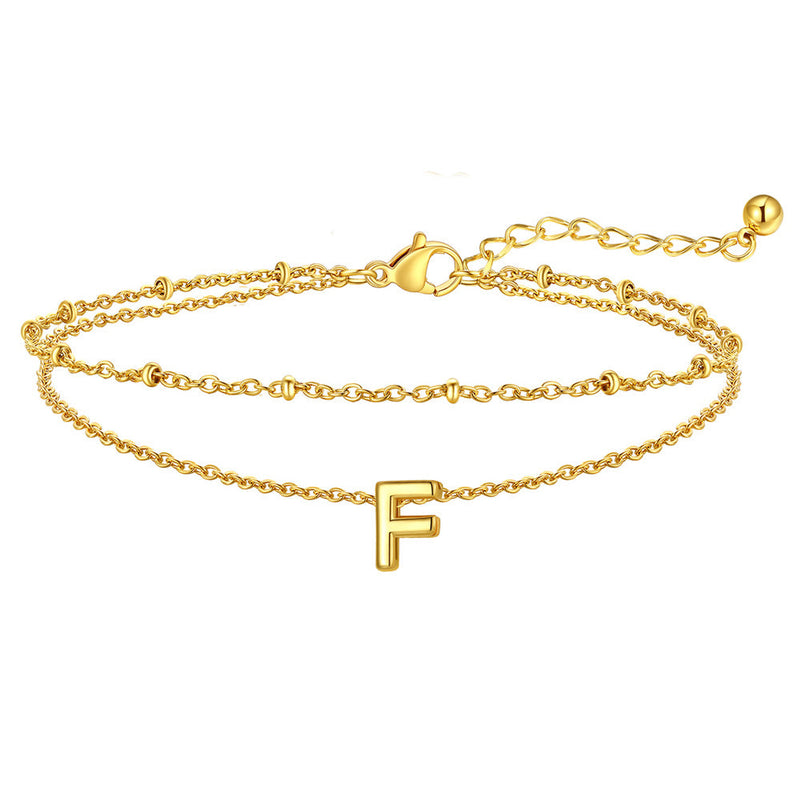 Dainty A-z Initial Layered Ankle Bracelet for Mom