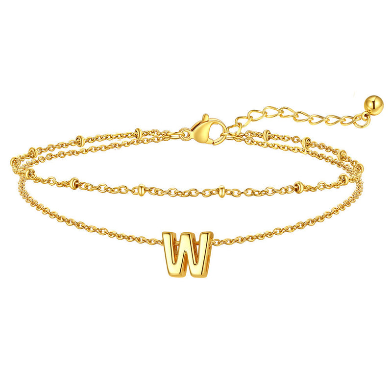 Dainty A-z Initial Layered Ankle Bracelet for Mom