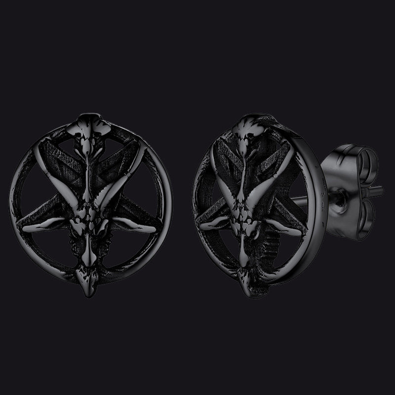 Satanic Baphomet Goat Stud Earrings for