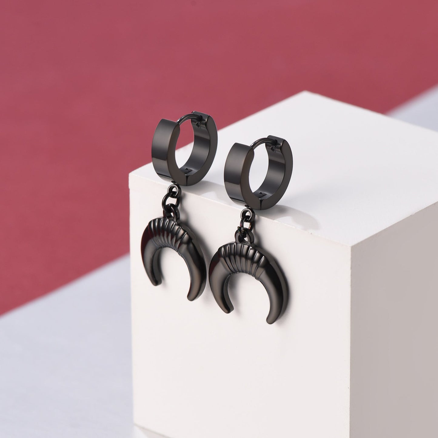 Flash Hoops Inverted Moon Earrings for