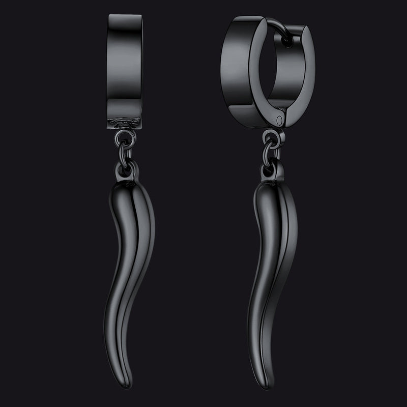 Cornicello Italian Horn Huggie Hoop Earrings for