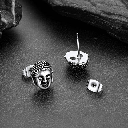 Flash Retro Buddha Head Stud Earrings for