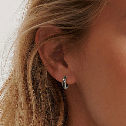 Norse Viking Runes Hoop Huggie Earrings for