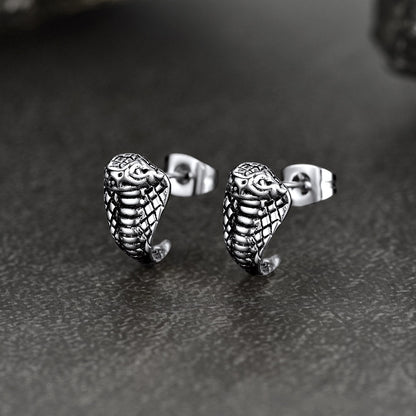 Punk Cobra Snake Stud Earrings for