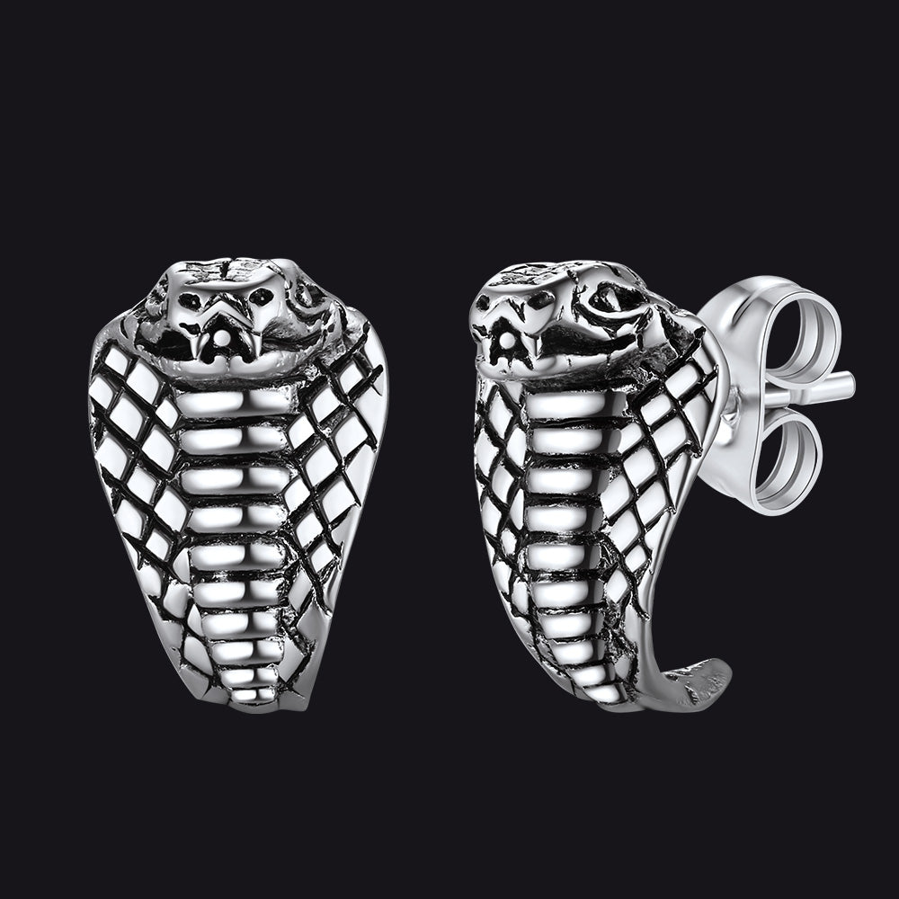 Punk Cobra Snake Stud Earrings for