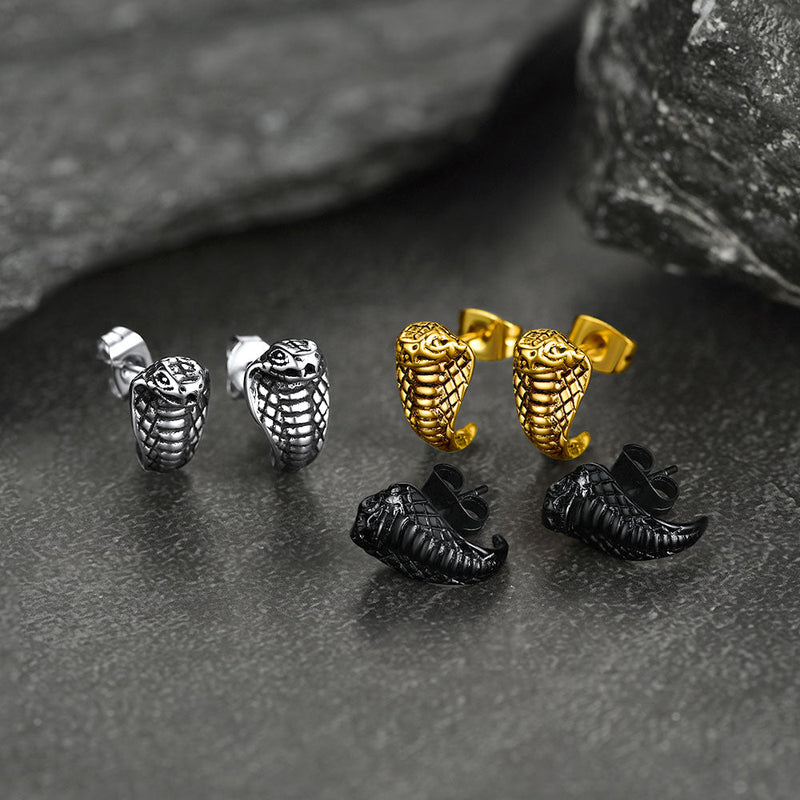 Punk Cobra Snake Stud Earrings for