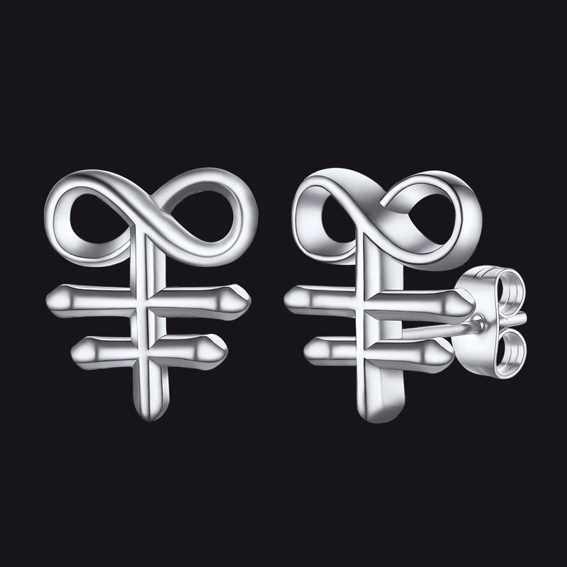 Satanic Leviathan Cross Stud Earrings for