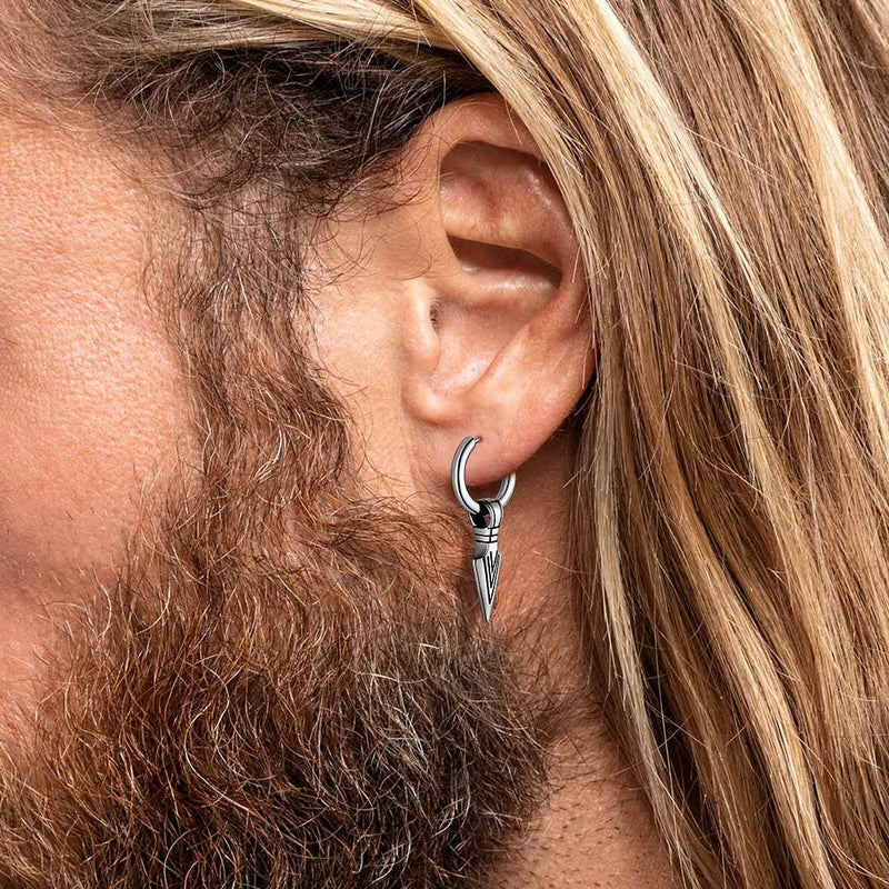 Viking Earrings for – Arrowhead Spear Gungnir Drop Hoop Earrings