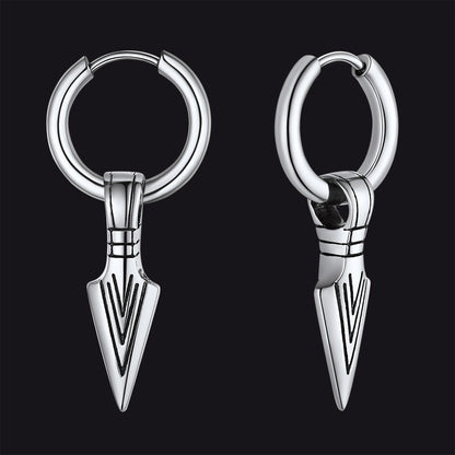 Viking Earrings for – Arrowhead Spear Gungnir Drop Hoop Earrings