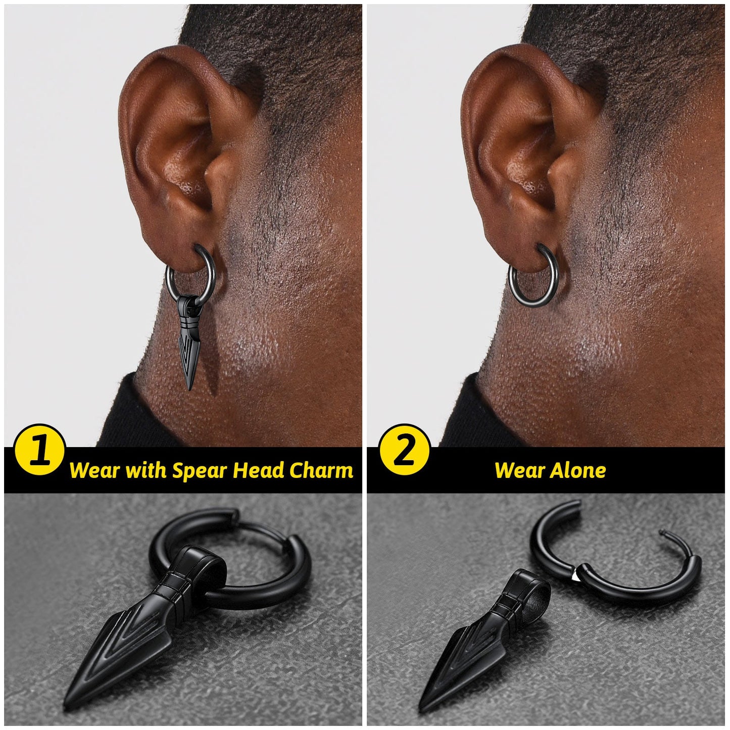 Viking Earrings for – Arrowhead Spear Gungnir Drop Hoop Earrings