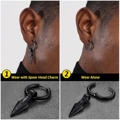 Viking Earrings for – Arrowhead Spear Gungnir Drop Hoop Earrings