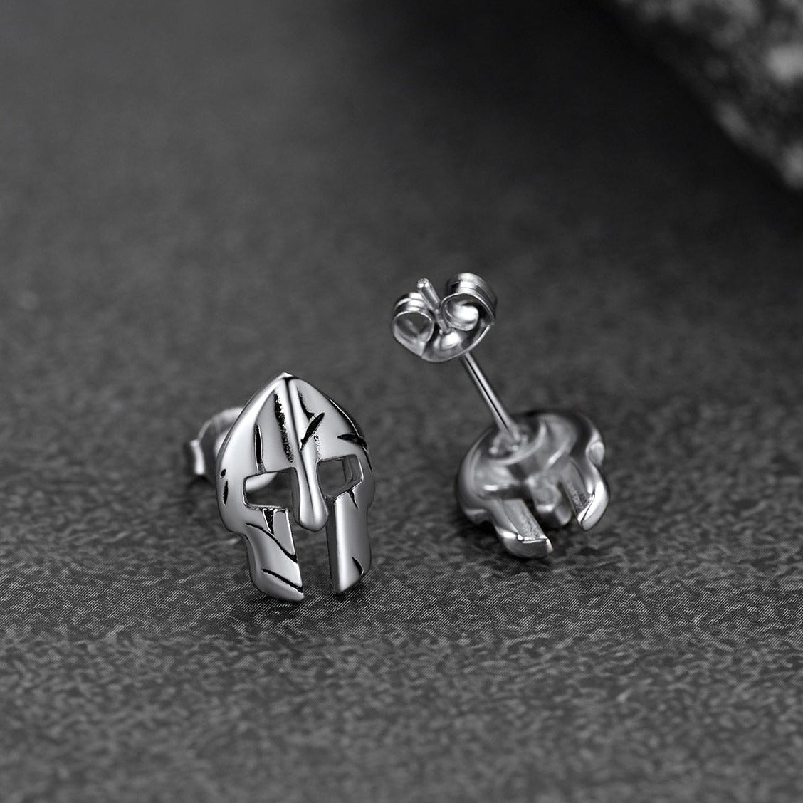 Flash Spartan Helmet Mask Stud Earrings for