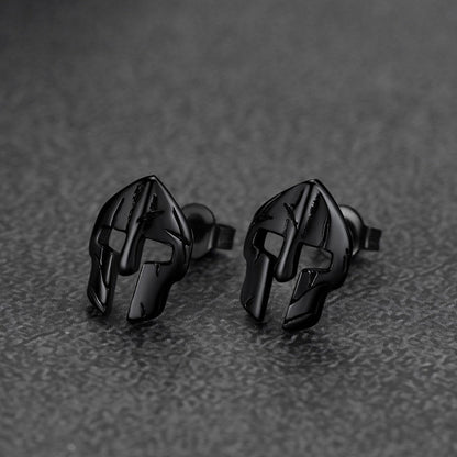Flash Spartan Helmet Mask Stud Earrings for
