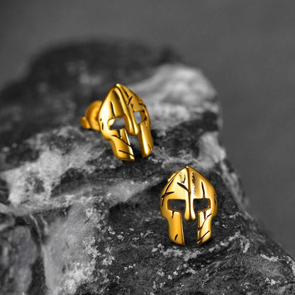 Flash Spartan Helmet Mask Stud Earrings for