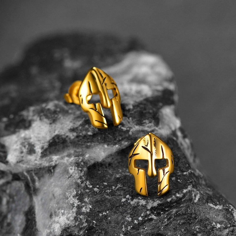 Flash Spartan Helmet Mask Stud Earrings for