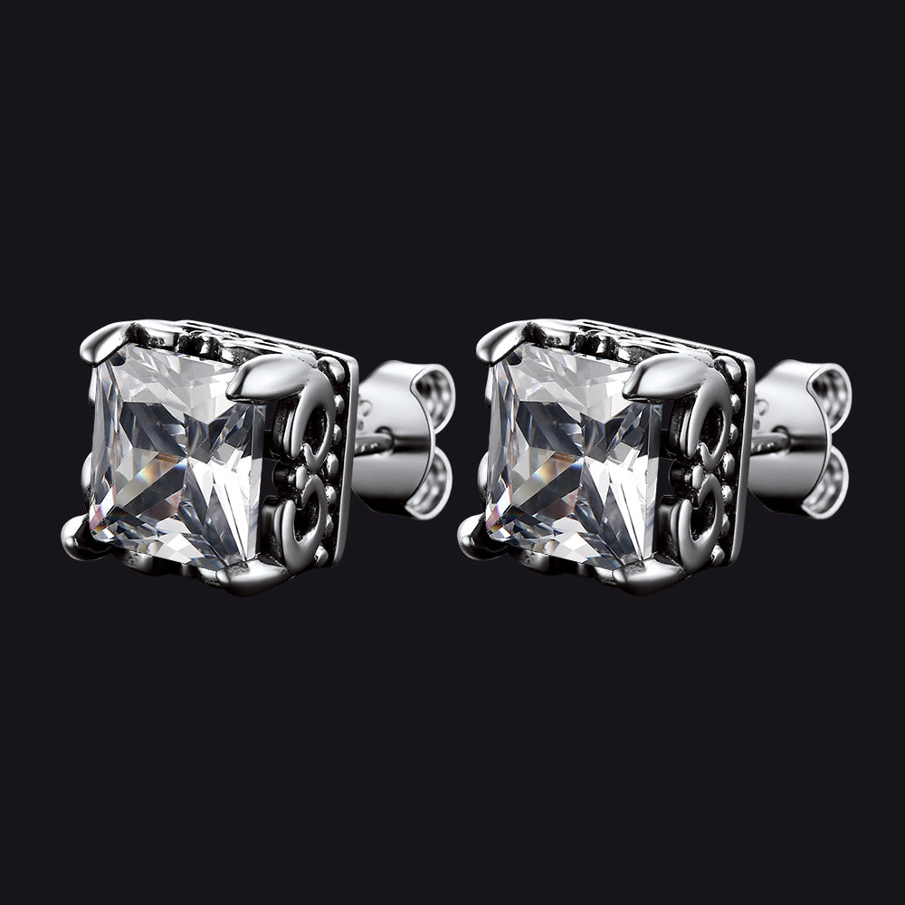 Celtic Diamond Stud Earrings in Sterling Silver for