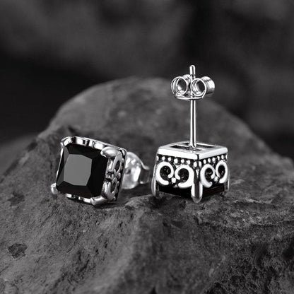 Celtic Diamond Stud Earrings in Sterling Silver for