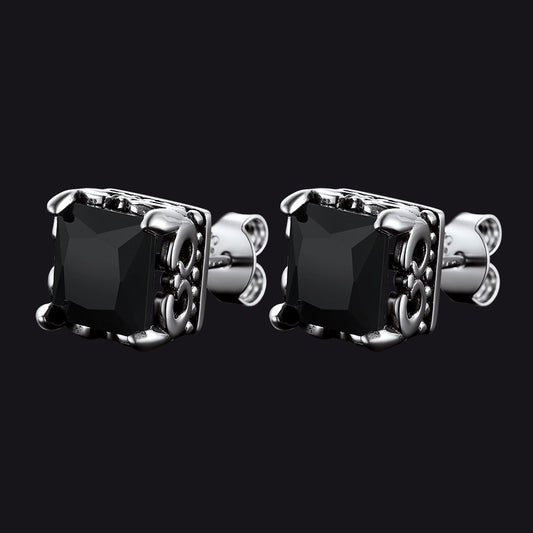 Celtic Diamond Stud Earrings in Sterling Silver for