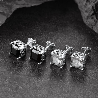Celtic Diamond Stud Earrings in Sterling Silver for