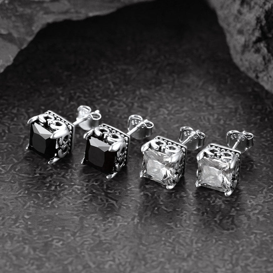 Celtic Diamond Stud Earrings in Sterling Silver for