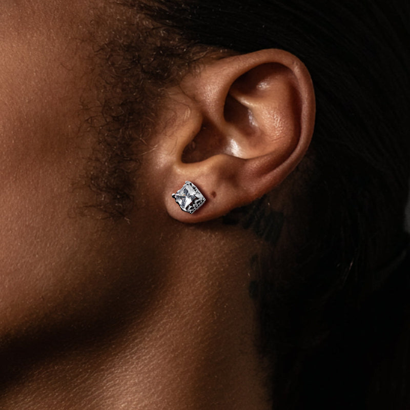 Celtic Diamond Stud Earrings in Sterling Silver for
