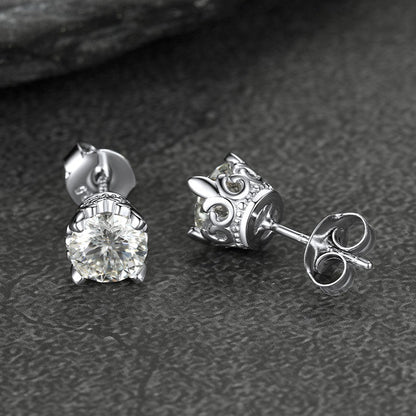 1ct Moissanite Round Cut Diamond Stud Earrings for in 925 Sterling Silver