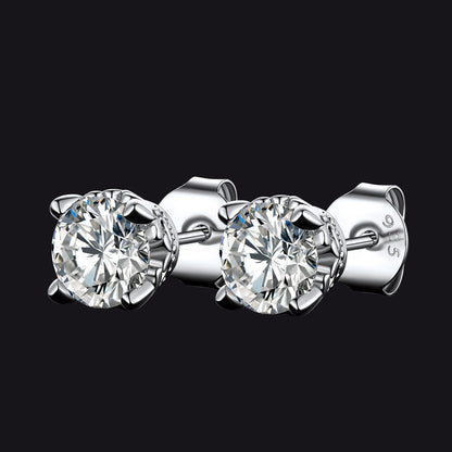1ct Moissanite Round Cut Diamond Stud Earrings for in 925 Sterling Silver