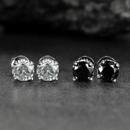 1ct Moissanite Round Cut Diamond Stud Earrings for in 925 Sterling Silver
