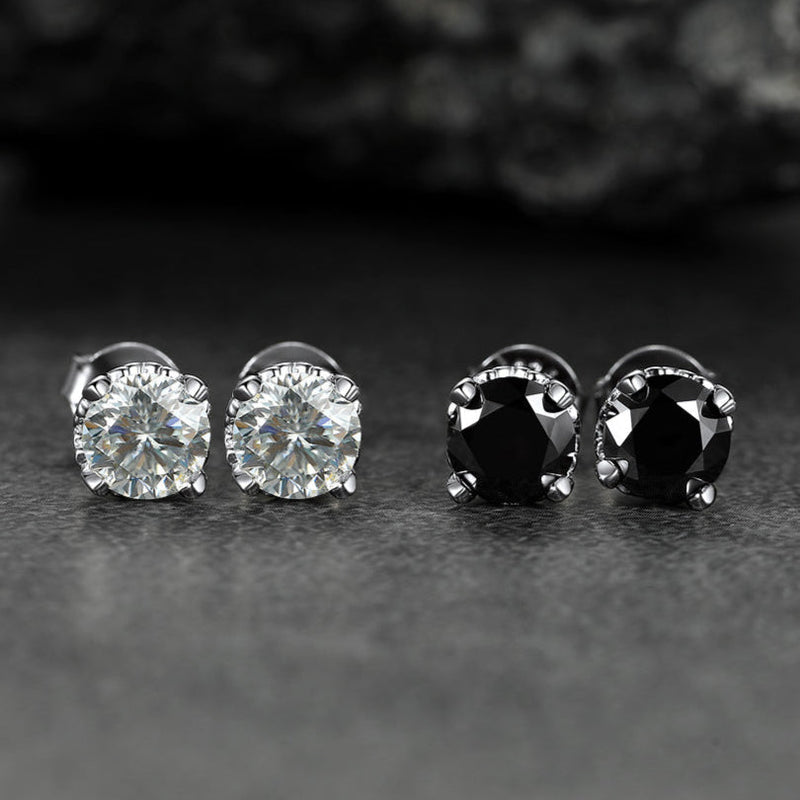 1ct Moissanite Round Cut Diamond Stud Earrings for in 925 Sterling Silver