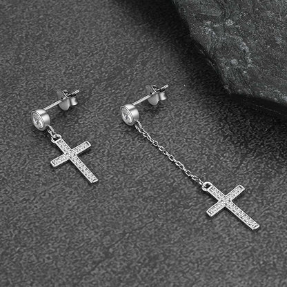 Christian Cz Hanging Dangling Cross Earrings for