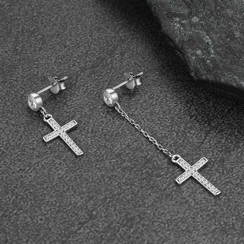 Christian Cz Hanging Dangling Cross Earrings for
