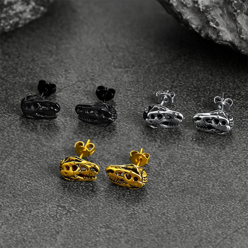 Punk Dinosaur Earrings Studs for