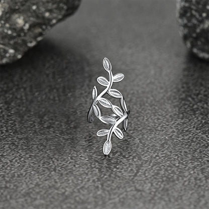 Sterling Silver Leaf Non Piercing Clip on Cartilage Ear Cuff Earrings 1pc