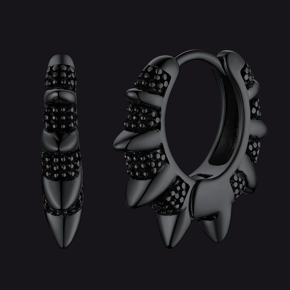 Punk Spikes and Rivets Huggie Hoop Earrings Piercing for
