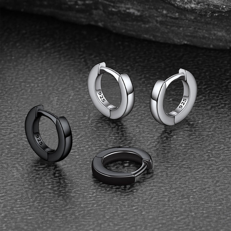 Classic Sterling Silver Huggie Hoop Earrings for