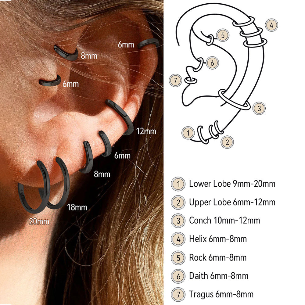 Classic Sterling Silver Huggie Hoop Earrings for