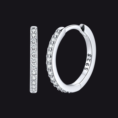 Sparkling Diamond Cartilage Huggie Hoop Earrings for in Sterling Silver