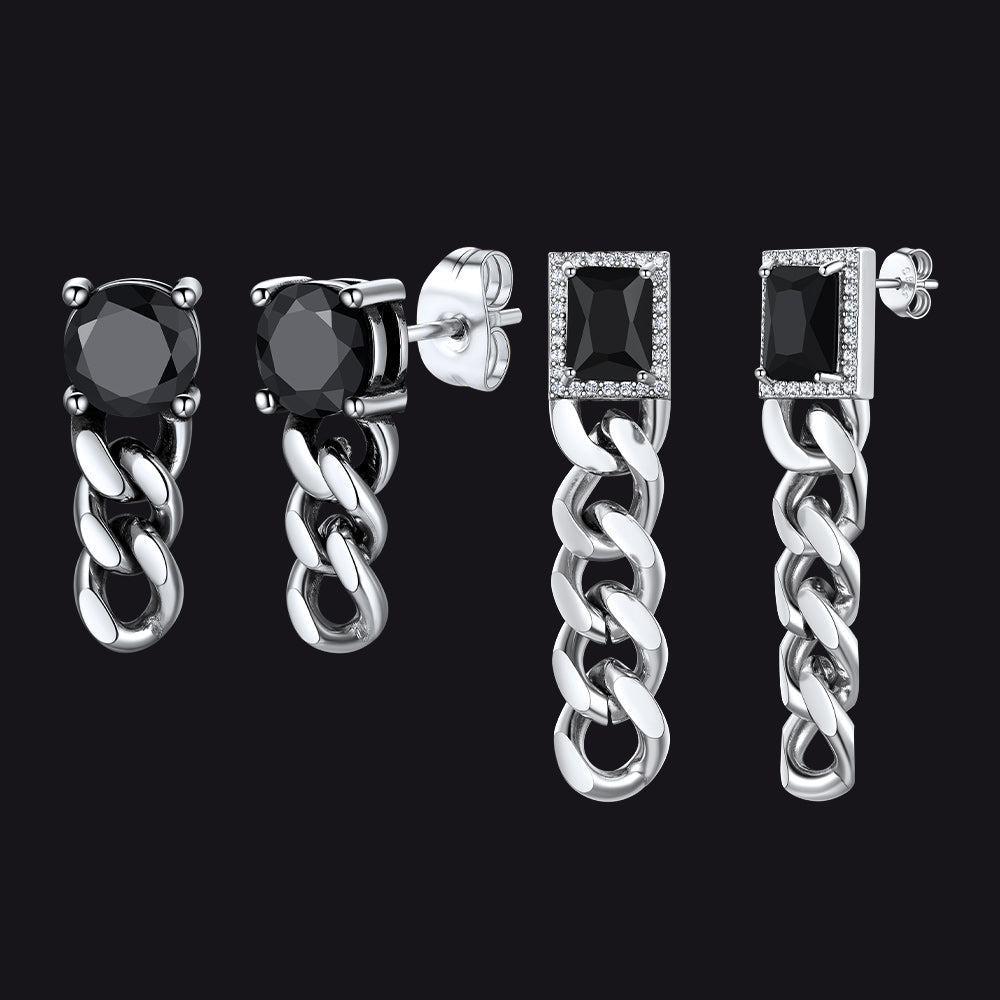 Couple Cubic Zirconia Chain Dangle Earrings Set for