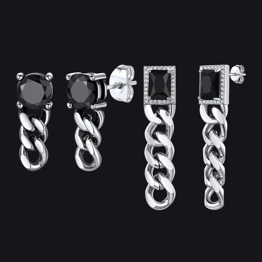 Couple Cubic Zirconia Chain Dangle Earrings Set for