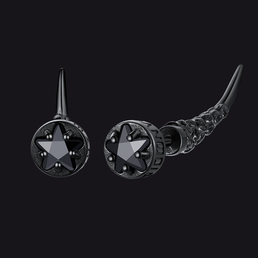Viking Rune Fang Stud Earrings for – Nordic Star Cz Earrings