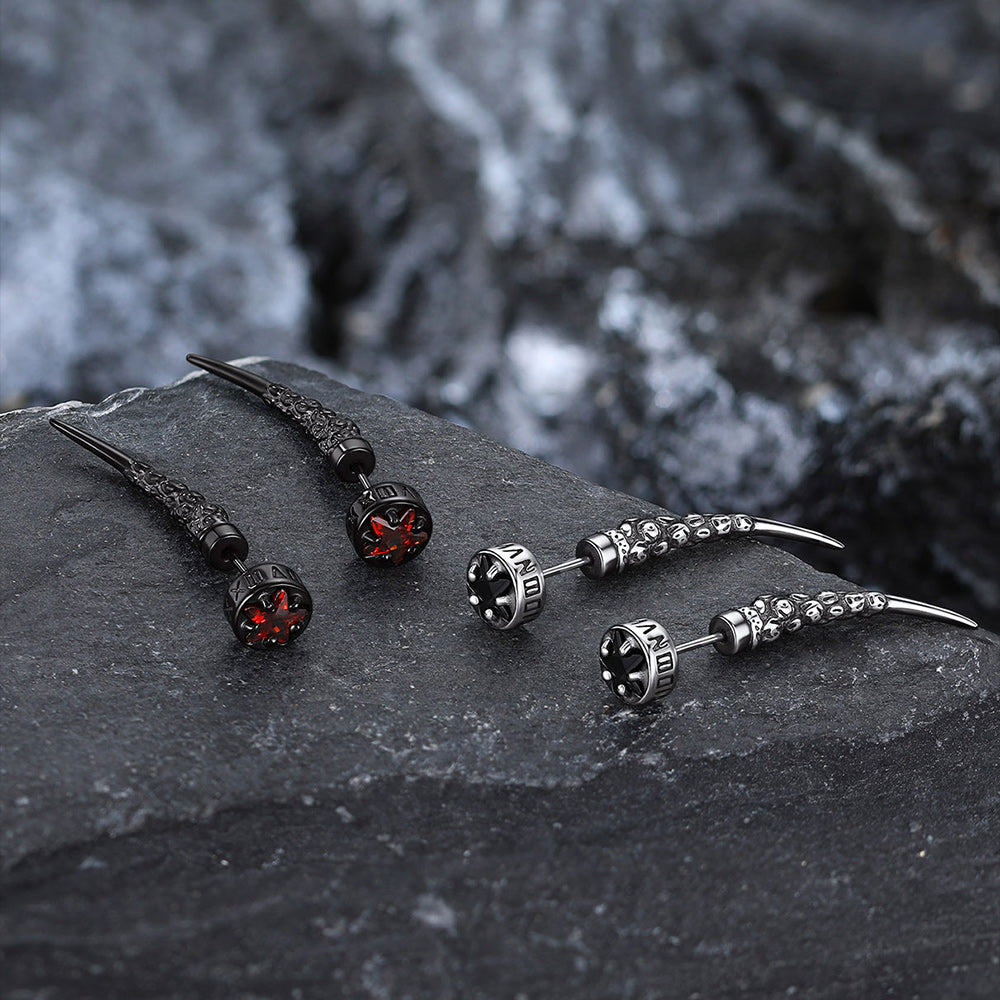 Viking Rune Fang Stud Earrings for – Nordic Star Cz Earrings