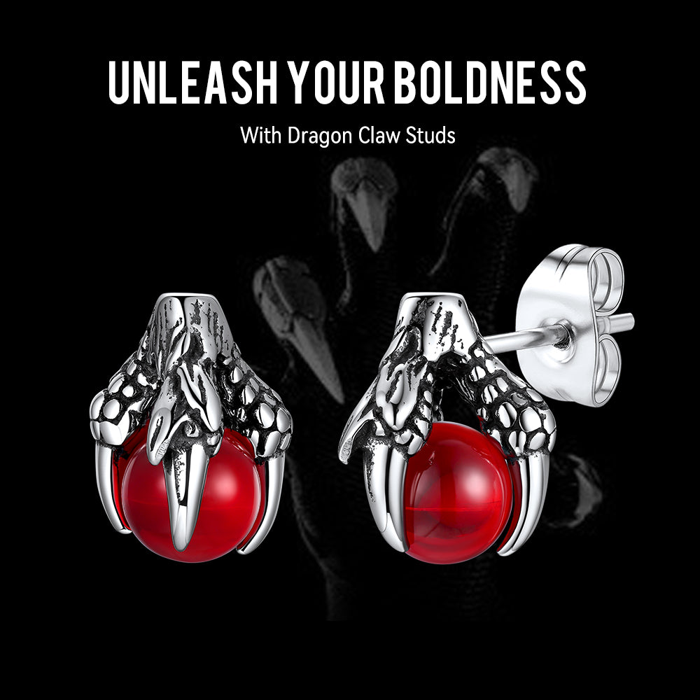Dragon Claw Stud Earrings With Gemstone for 6mm