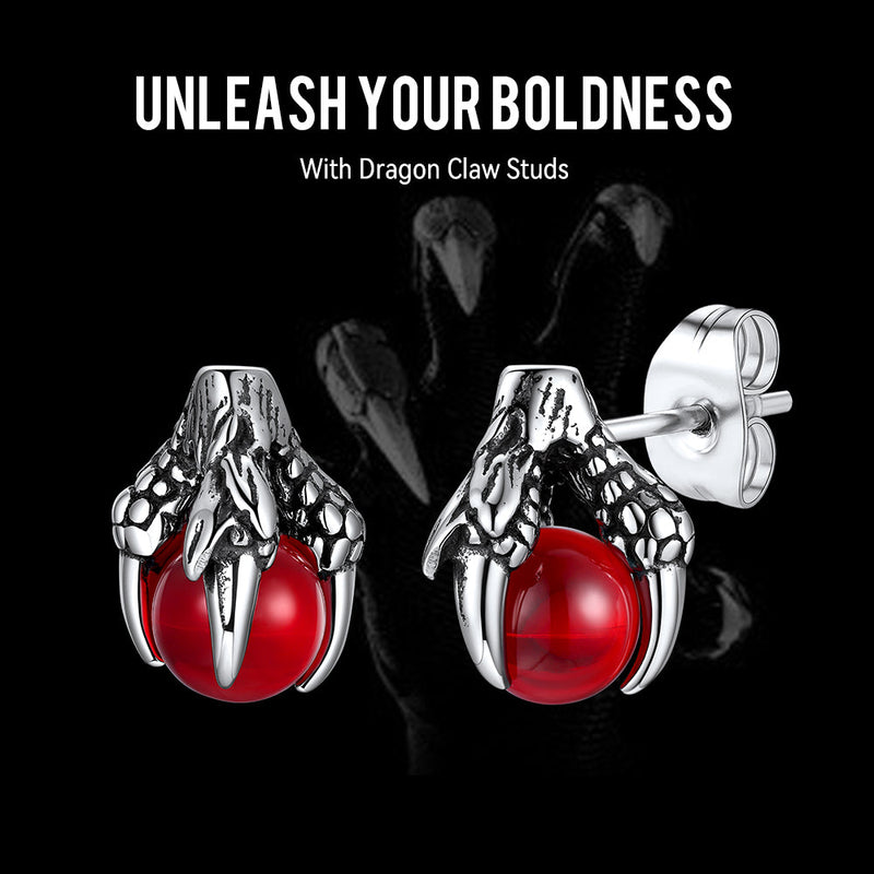 Dragon Claw Stud Earrings With Gemstone for 6mm