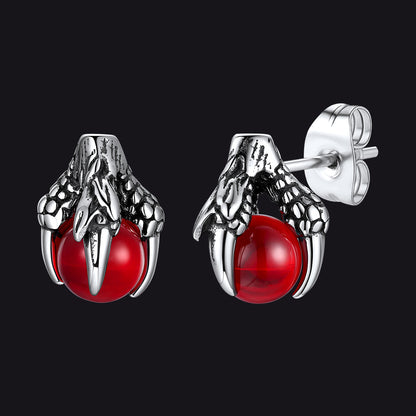 Dragon Claw Stud Earrings With Gemstone for 6mm