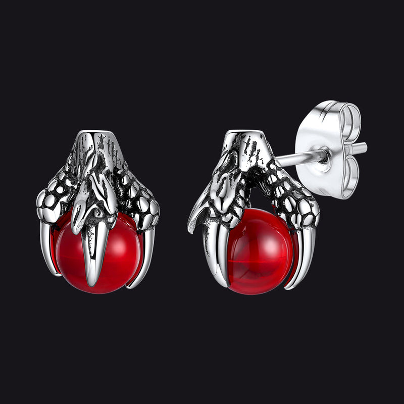Dragon Claw Stud Earrings With Gemstone for 6mm