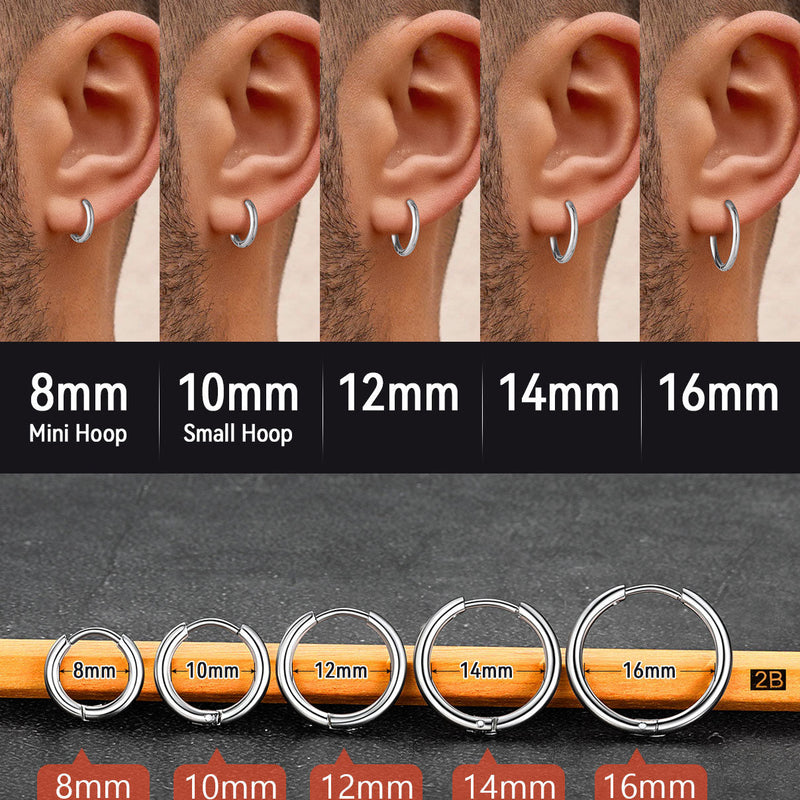 Stainless Steel Small Huggie Hoop Earrings for